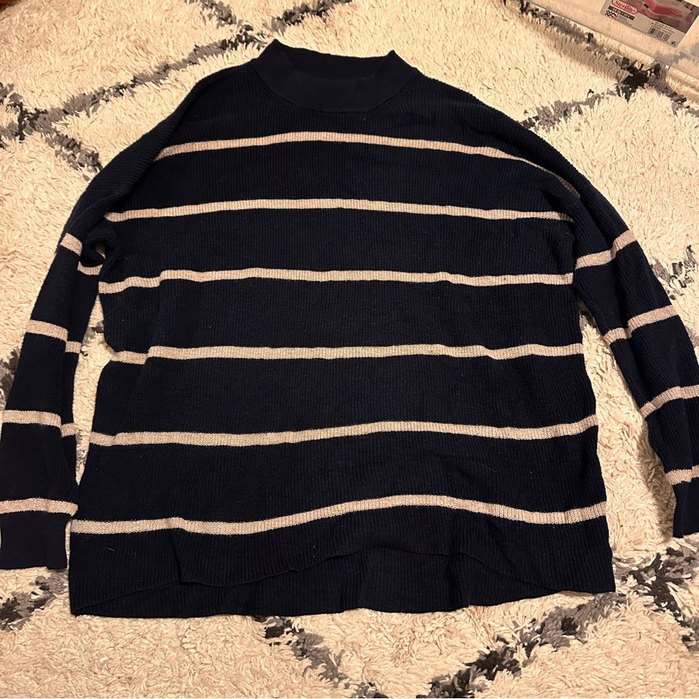 Striped Navy and Beige Sweater